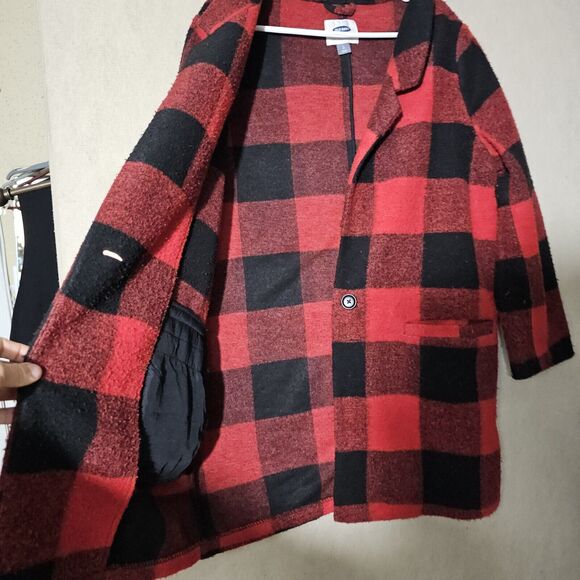 Old Navy Lumberjack Buffalo Plaid Jacket Women's Large Red Black Coat Cabincore - Picture 5 of 12